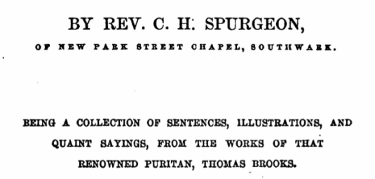 Spurgeon book on Thomas Brooks